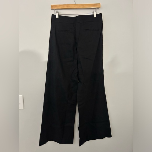Theory Women’s Black Linen Wide Leg Trouser Pants - Picture 7 of 8